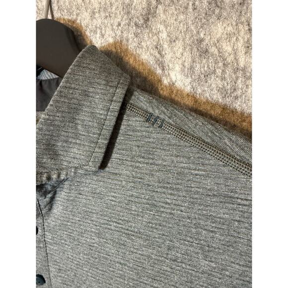 Lululemon Mens Large Gray Short Sleeve Striped Polo - Picture 3 of 7